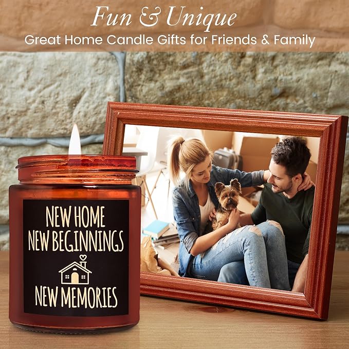 New Home New Beginnings Candle - Housewarming Gifts for Women Men Friends - Hawaii Pineapple Soy Wax Jar Candle - Congratulations New Homeowner, First Apartment - Welcome & Moving Away Gift