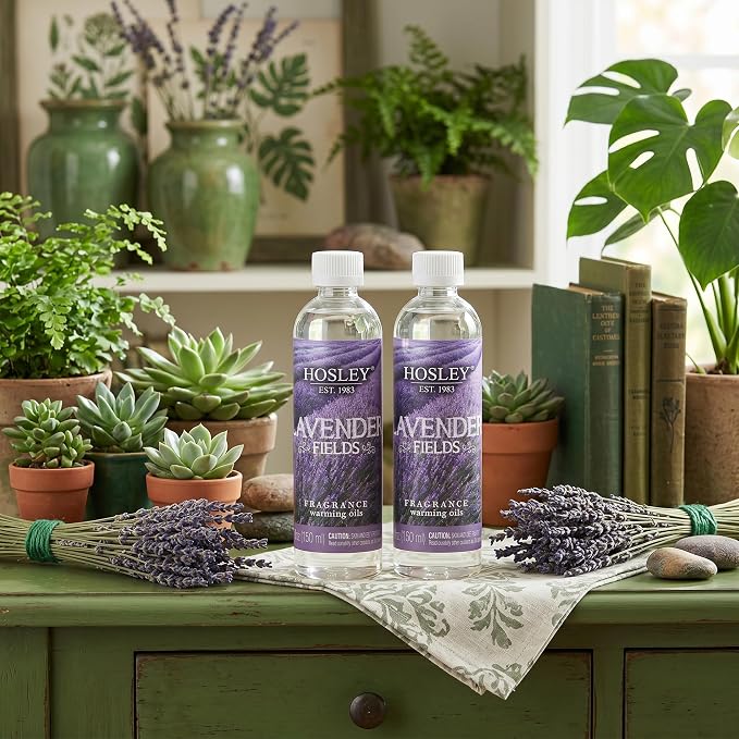 Hosley Lavender Fields Scented Warming Oils, 2-Pack (5 fl oz Each), Made in USA - Aromatherapy Refill Oil Set for Reed Diffusers, Fragrance Warmers, Spa and Meditation