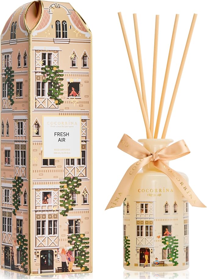 Reed Diffuser for Home - Fresh Air 6.76 fl oz Diffuser with Sticks, Home Fragrance for Bathroom Shelf Decor, Bedroom & Guest Room
