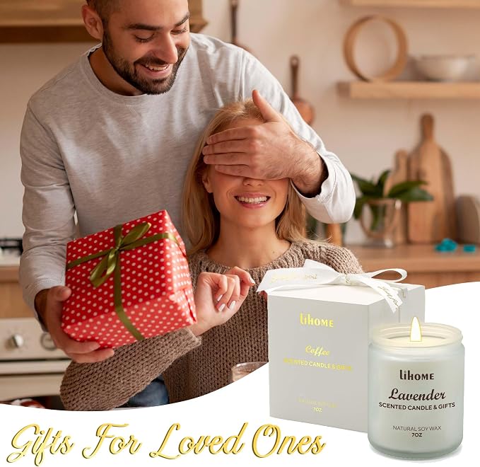 Candles Gifts for Women, Natural Soy Wax Candle for Home Scented Perfect for Christmas, Birthday, Mother's Day, Lavender Scented Candles