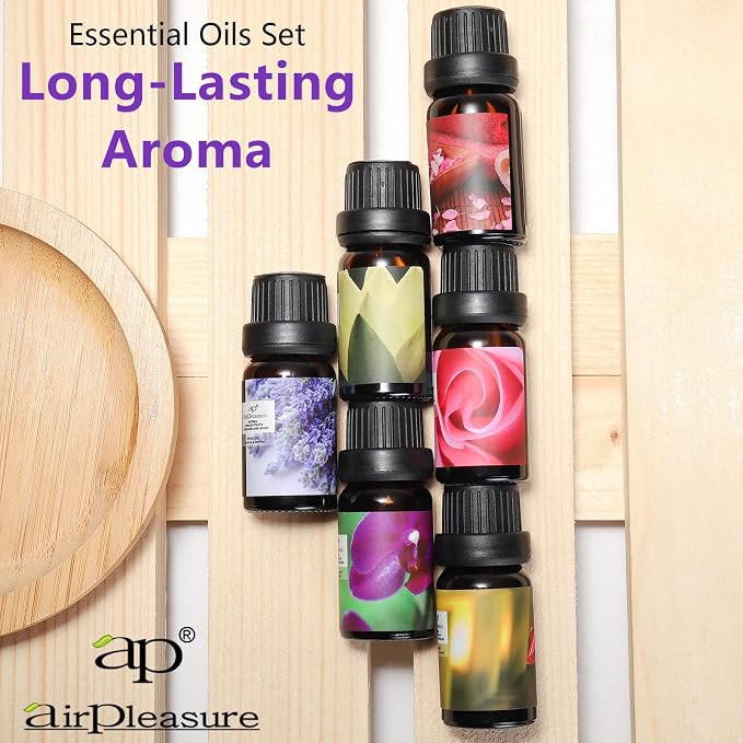 Floral Essential Oils Set, 6x10ml Fragrance Oils Kit for Diffuser, Humidifier, Aromatherapy, Air Purifier - Aqua Lily, Sleepwell, Relaxing, English Violet, Bulgarian Rose, Lavender