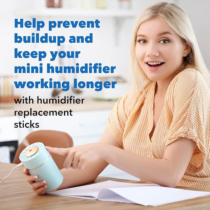 IMPRESA Humidifier Refill Sticks - 4 in x 0.3 in, Pack of 100 - Fast Soak Porous Absorption with Cotton Filter Sticks - Universal Fit & Filter for Mini Humidifier & Diffuser