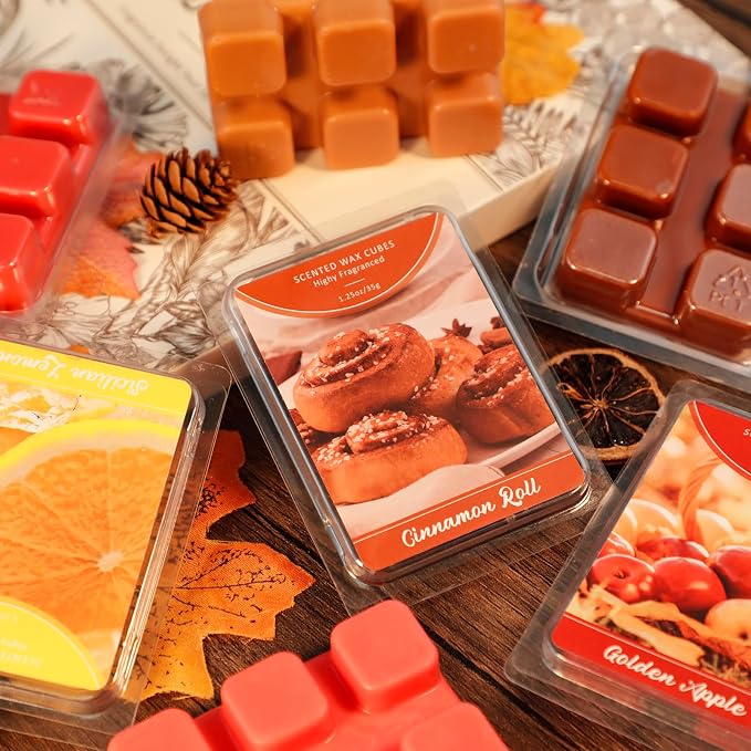 SCENTORINI Wax Melts, Summer Scent Wax Cubes, Cinnamon Roll Scent, Soy Wax for Candle Making, Wax Warmer and Home Fragrance, Pack of 4