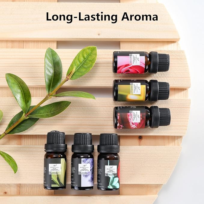 Floral Essential Oils Set, 6x10ml Fragrance Oils Kit for Diffuser, Humidifier, Aromatherapy, Air Purifier - Aqua Lily, Sleepwell, Relaxing, English Violet, Bulgarian Rose, Lavender