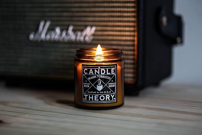 Scented Candle Gift Set of 3, 4oz Candles, Crackling Wood Wick Candled for Home, 3 Scents Cuban Cigar, Spanish Leather, Crackling Hearth, Mens Candle Bachelor Pad Decor Man Cave Decor