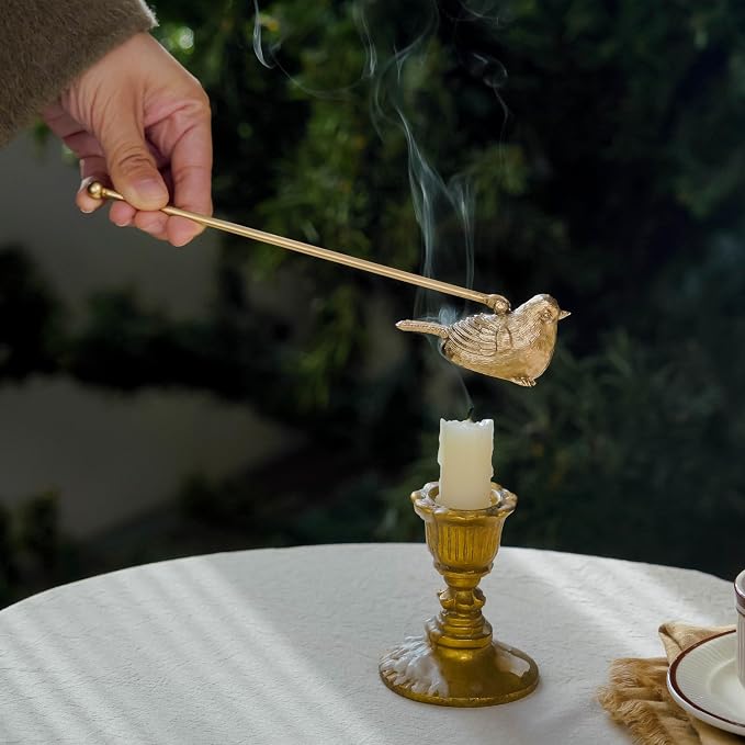 NIKKY HOME Candle Snuffer, Vintage Candle Extinguisher with Bird Decorative Metal Candle Snuffers with Long Handle Candles Accessory Candles Accessories Gift