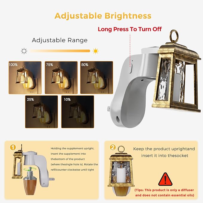 L LOHAS LED Wall Fragrance Plug in with Candle Night Light Compatible with Bath and Body Works Fragrance, Wall Plug Essential Oil Diffuser with Nightlight for Hallway, Bathroom (1 Pack)