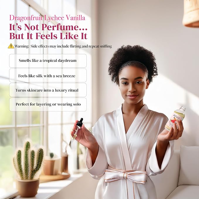 Dragonfruit Lychee Vanilla Body Oil – Hydrating & Nourishing Oil for Skin, Hair & Cuticles – Lightweight, Fast-Absorbing, Long-Lasting Fruity Floral Scent, 4 fl oz