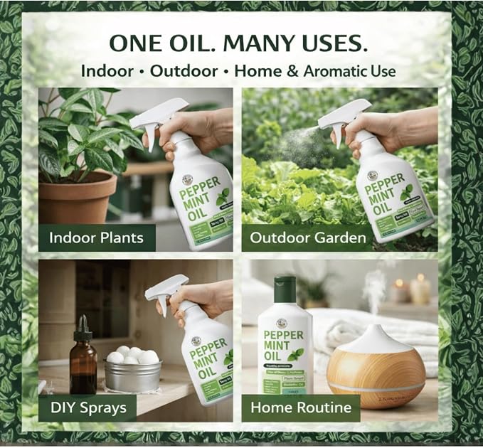 Peppermint Oil Spray -Makes 320 Fl Oz(20 Refills) -DIY Kit |Essential Oil Extract(Mentha Arvensis) Indoor & Outdoor Multi Purpose