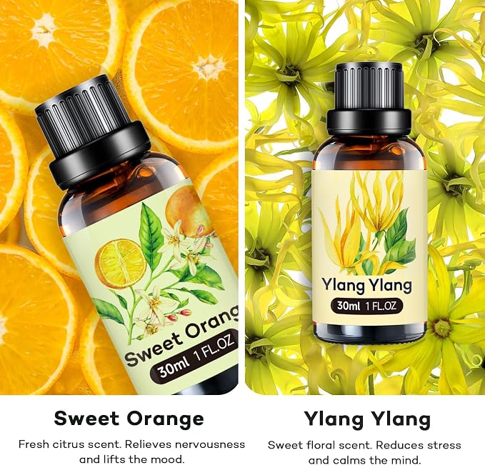 Umisleep High-Potency Essential Oils Set for Better Sleep & Relaxation - Long-Lasting Essential Oils for Diffusers, Aromatherapy, Humidifiers, Lavender, Sweet Orange, Ylang-Ylang, 3 x 30 ml, Gift Set