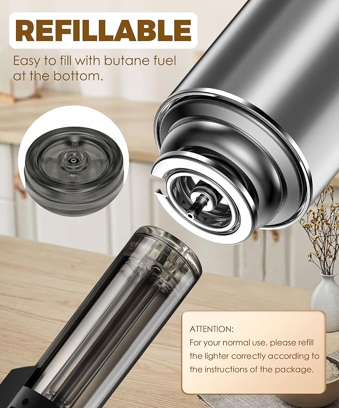 5 Pack of Torch Lighter, Powerful Windproof Jet Flame, Butane Gas Refill, with Safety Lock, Mini Blow Torch Lighters for Candle, Firework (NO Gas)