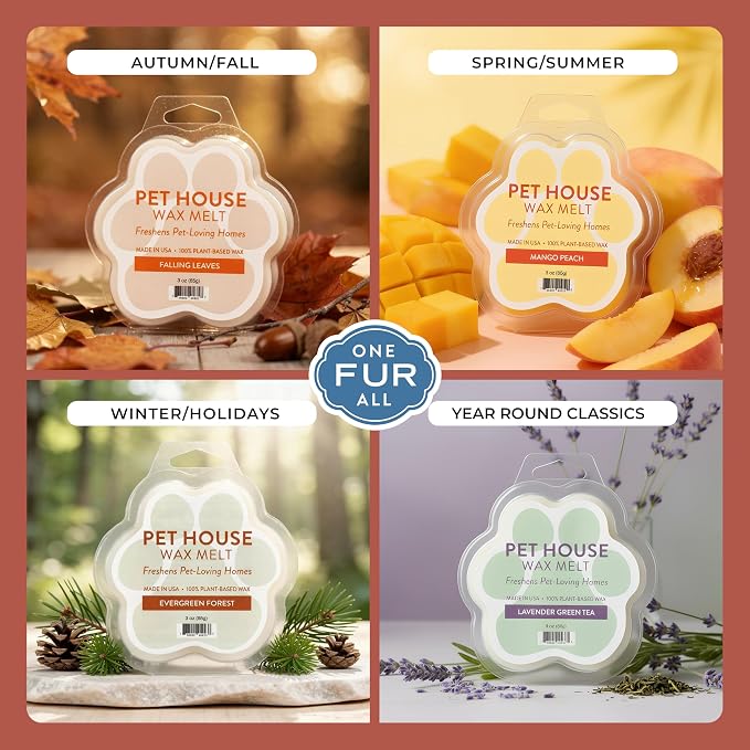 One Fur All Pet House Scented Wax Melts for Warmer - Long-Lasting Pet Friendly Plant Based Soy Wax Melts - Apple Cider Pack of 2