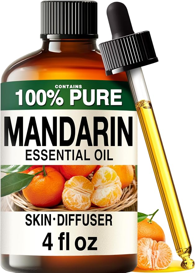100% Pure Mandarin Oil - 4 Fl Oz Mandarin Essential Oil for Hair, Skin, Diffuser, Aromatherapy & DIY Soap Making Scent