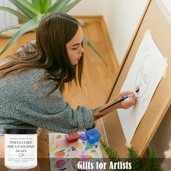 Gifts for Artists & Painter Gifts - Funny Painting Lovers Candle - Unique Birthday, Appreciation Present for Art Teachers, Students, Women, Art Lovers, Watercolor Artists