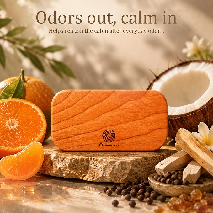Car Air Freshener - Wood Air Freshener for Visor Clip - Long Lasting Car Odor Eliminator - Vehicle Scent Diffuser - (Coconut - Tropical Garden - Stone Pepper - White Santal, CLIP INCLUDED)