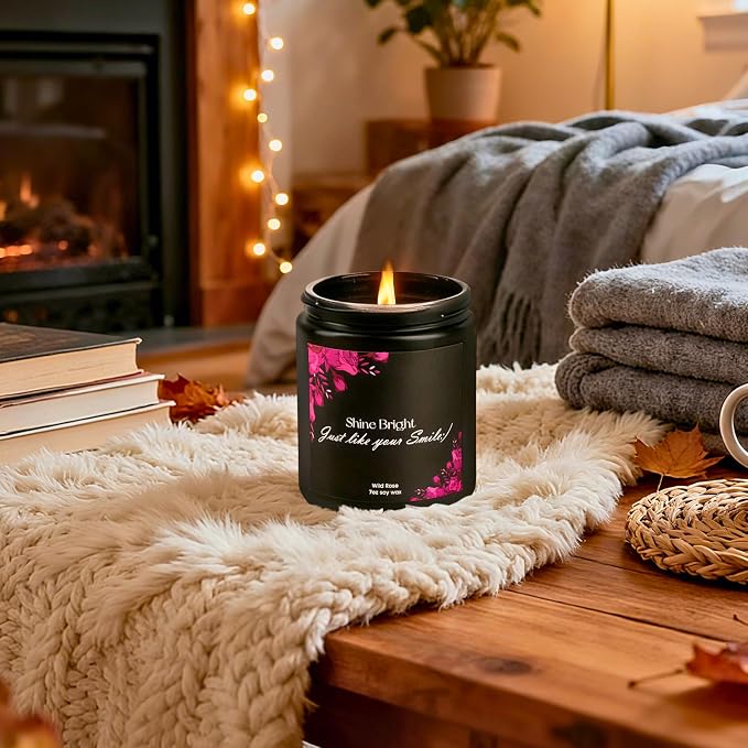 Wild Rose Soy Candle 7oz – Relaxing Aromatherapy | Floral rose aroma · Clean burn · Long-lasting scent · Calming effect · Stress relief · Cozy home feel · Gift ready