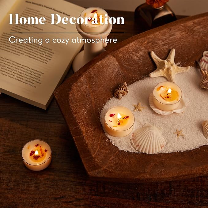 Ashlux Acrylic Rose Soy Wax Scented Tea Lights, 16-Pack Bulk – 4-Hour Long Burning, Non-Paraffin, Smokeless,Tealight Candles for Weddings, Table Centerpieces, Home Decor & Christmas