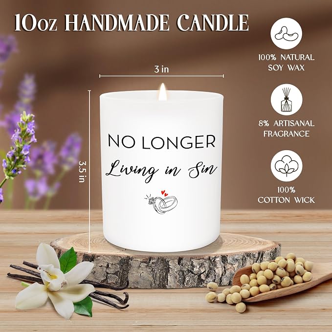 GAUDORA Engagement Gifts for Couples - Long Lasting Vanilla Lavender Candle 10 oz - Funny Wedding Gifts for Newly Engaged Couples, Bridal Gift for Women, Bridal Shower Gift Ideas