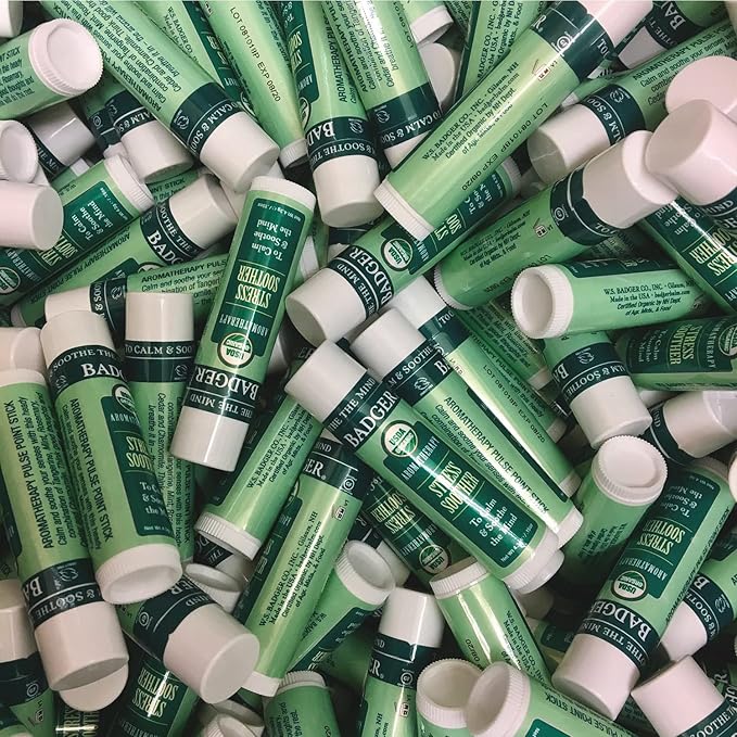 Badger - Stress Soother Balm, Aromatherapy Balm Stick, Certified Organic, Aromatherapy Oil, Essential Oil Roller, 0.6 oz