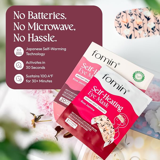 Steam Eye Mask for Fathers Day, 20 Packs Rose & Jasmine Self Heating Warm Compress for Dry Eyes, Puffy Eyes & Dark Circles, Disposable Heated Eye Mask, Travel Essentials & Relaxation Gifts for Men