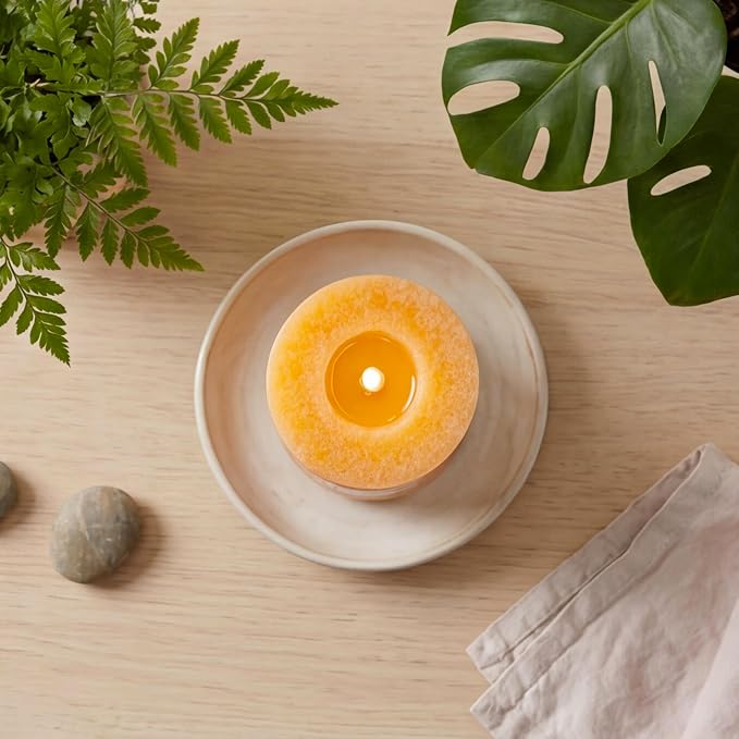 Aroma Naturals Lavender & Tangerine Essential Oil Scented Pillar Candle, Relaxing, 2.5 inch x 4 inch