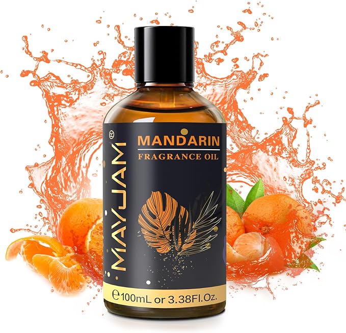 MAYJAM 100ML/3.38FL.OZ Mandarin Fragrance Oils with Glass Dropper, Essential Oils for Diffusers for Home, Long Lasting Scented Oils for Diffusers Soap Candle Making