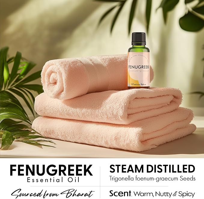 Fenugreek Essential Oil - 100% Natural Fenugreek Oil for Skin & Hair Care - Aromatherapy Diffuser Candles - Warm, Spicy & Woody Scent - Perfect for Relaxation & Wellness