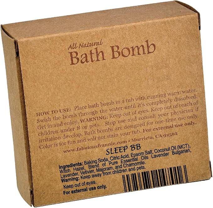 Fabulous Frannie Sleep Natural, Handmade Bath Bomb Set, Rich in Essential Oil, Mineral Salt, Coconut Oil, Witch Hazel, Fizzies to Moisturize Skin 2.5oz (Pack of 1)