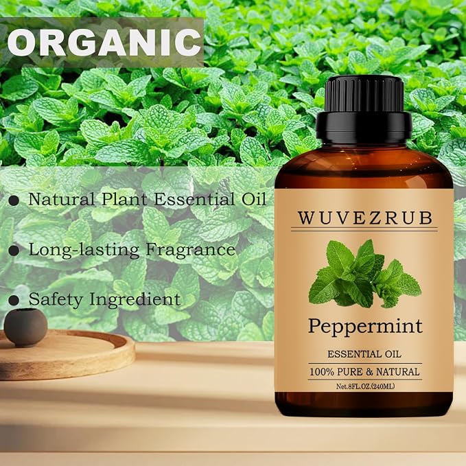Peppermint Essential Oils, 240ML Pure and Natural Essential Oil for Aromatherapy Diffuser - Peppermint /8 Fl Oz