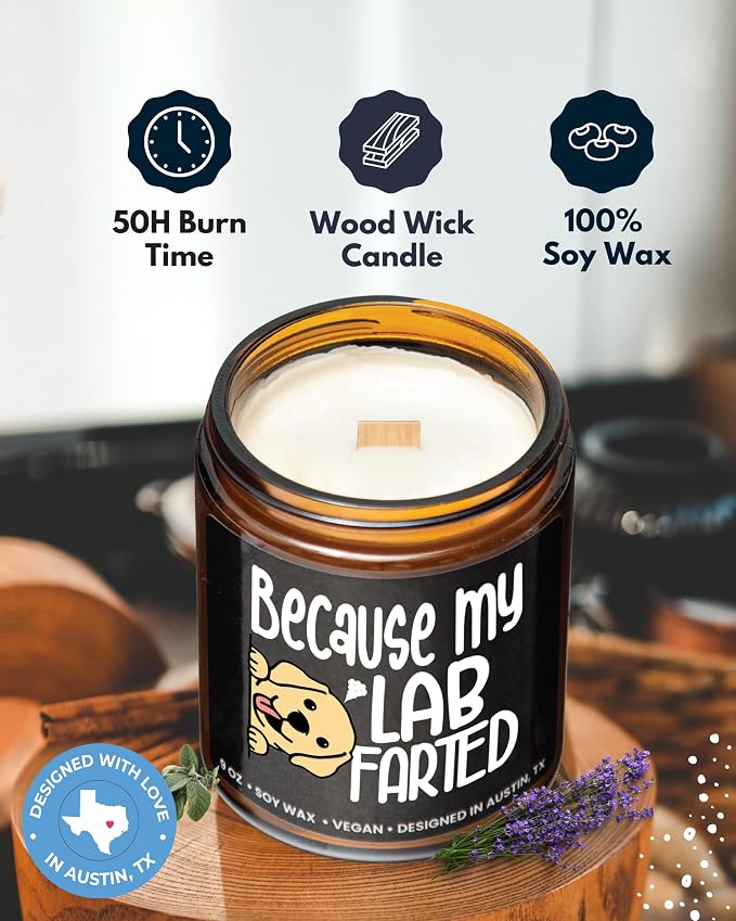 Funny Lab Candle, Labrador Retriever Gifts for Women and Men, Unique Funny Lab-Themed Gift Ideas, Best Present for Pet Lovers, Perfect Present for Dog Mom and Dog Dad, Birthday, Christmas, Gift-Ready