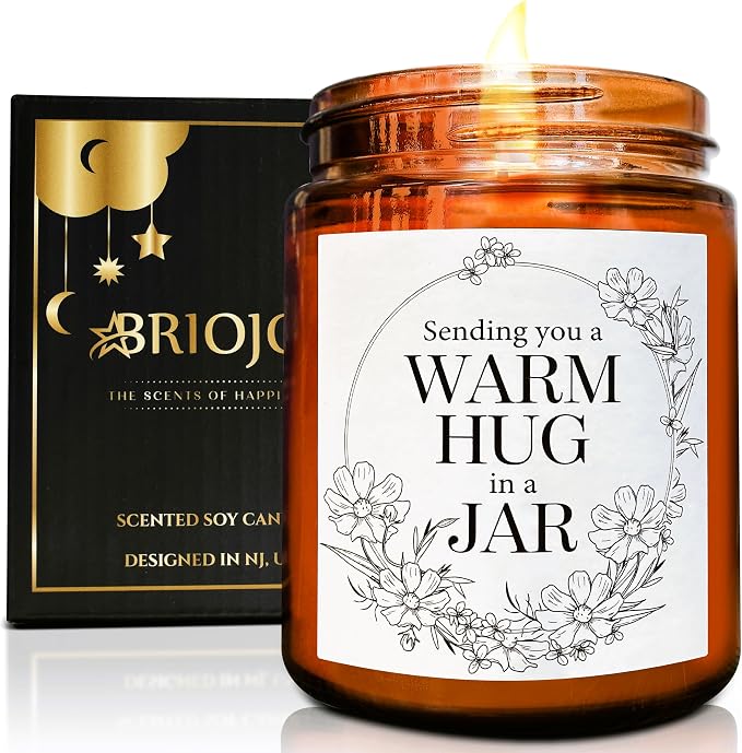 Sending Hug Gifts for Women Men - Warm Hug Candle - Relaxation Get Well Sympathy Gift Anxiety Stress Relief - Gift for Her Bestie Best Friend Coworker - Lavender Eucalyptus Soy Calming Candle