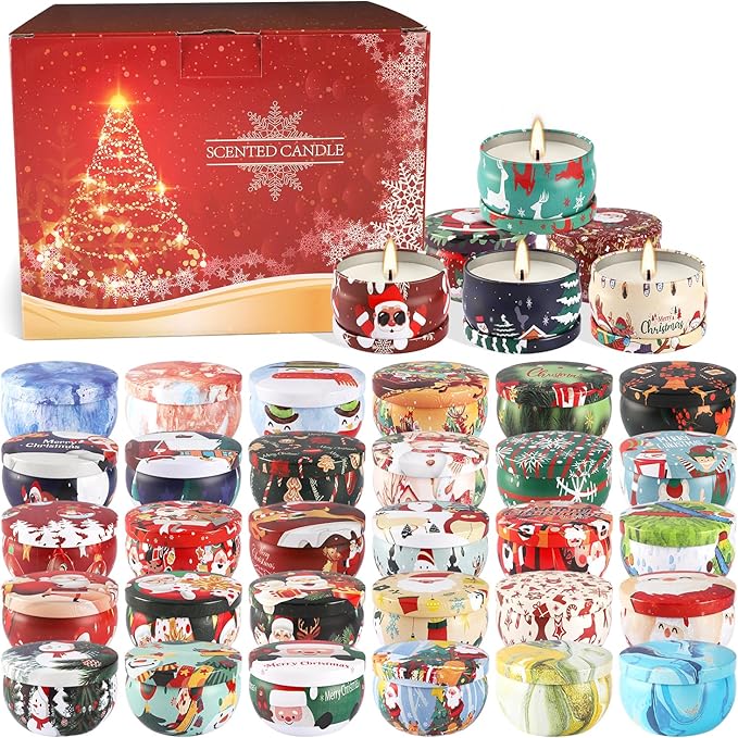 WPONSZU 36 Pack Christmas Scented Candles,Gift Set 2.5oz Strong Fragrance jar Candles,for Home Scented Decoration Birthday Valentine'sDay