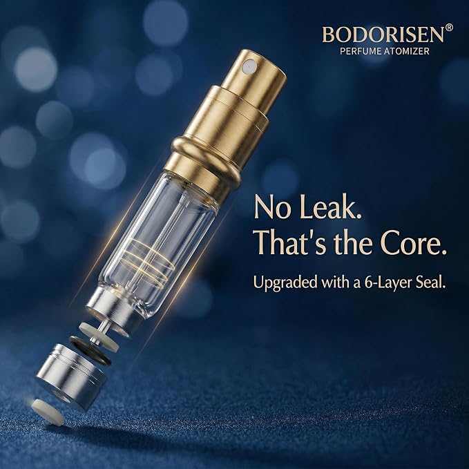 Luxury Travel Perfume Bottle Refillable 5ML, Leak-Proof Perfume Atomizer with Bottom Fill, Portable Mini Travel Size Cologne Sprayer for Men & Women, TSA Approved Empty Spray Bottles for Fragrance