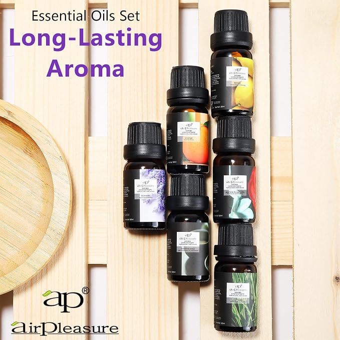 Refresh Essential Oils Set, 6x10ml Fragrance Oils Kit for Diffuser, Humidifier, Aromatherapy, Air Purifier - Orange, Breathe Easy, Citronella, Jasmine & Camellia, Lemon, Lavender