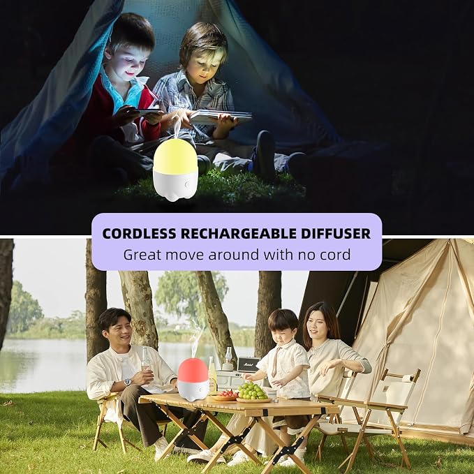 Cordless Rechargeable Diffuser for Essential Oil, Battery Operated & Wireless USB Aroma Diffuser Humidfer, Mini Portable Scent Diffuser for Aromatherapy (150ml)