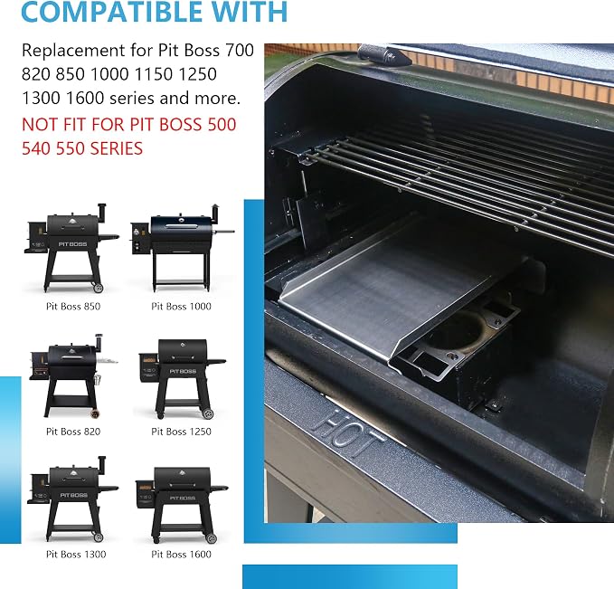 Stainless Steel Grill Heat Baffle Diffuser Replacement for Pit Boss 700 820 850 1000 1150 1250 1300 1600 Series Pellet Smoker Grill Accessories etc.,Modified Flame Tamer for Pit Boss Heat Deflector
