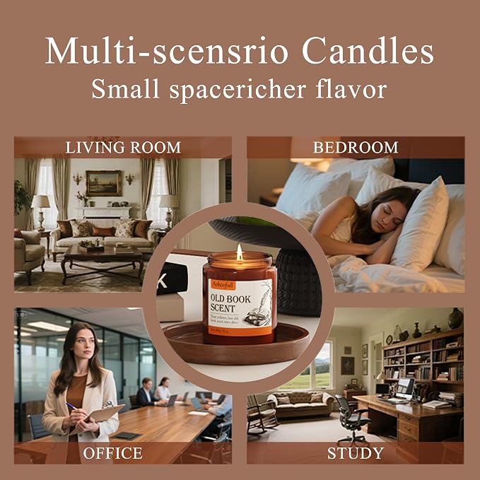 Scented Candles Gifts for Book Lovers, Soy Wax Candles,Fall Candle Inspired Gift Ideas for Readers,Women, Bookworm, Librarian, Men, Friend, 4 oz