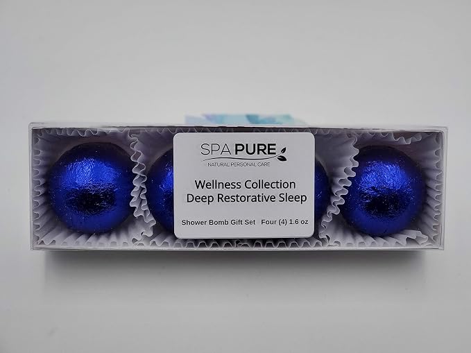 Spa Pure DEEP Restorative Sleep Aromatherapy Shower Steamers Bombs - Shower Bombs with Essential Oils – Unisex Bath Melts - Self Care and Relaxation Shower Steamer - Enjoy Spa at Home - (4 Count)