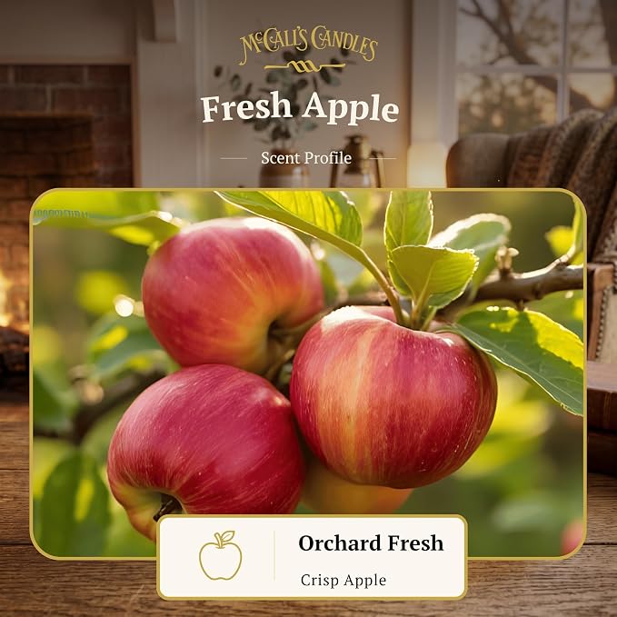 McCall’s Candles | Fresh Apple | 26 oz Scented Candle | USA-Poured | Vintage Rustic Jar with Carrying Handle | Crisp Macintosh Apple Fragrance