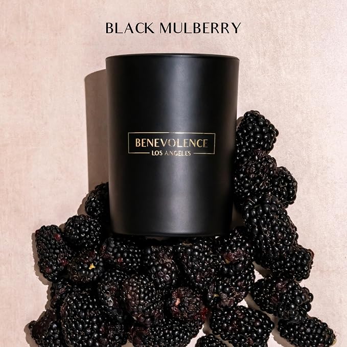 Benevolence LA Premium Black Berries Scented Candle – Long-Lasting, 45-Hour Burn – Luxury Black Wax Soy Candle for Home – Aromatherapy & Room Decor – 10oz
