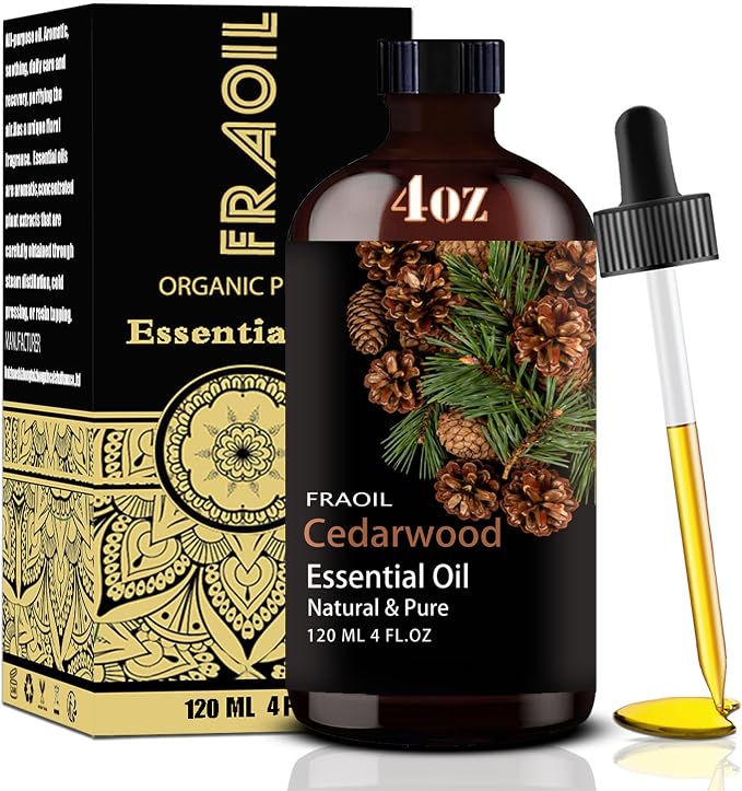 Cedarwood Essential Oil, Cedarwood Oil 4 Fl Oz 120ML for Diffuser Humidifier Yoga Cleaning DIY Candle Soap Making Essential Oils
