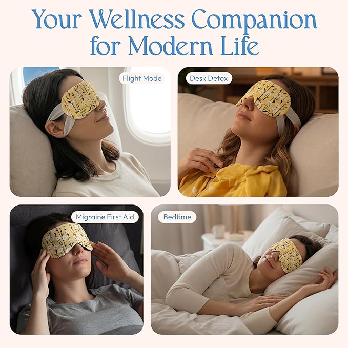 Fomin Steam Eye Mask - 20 Pack - Chamomile - Self Heating Warm Compress for Dry Eyes, Puffy Eyes & Dark Circles, Disposable Sleep Mask for Home, Spa, Travel Essentials & Relaxation Gifts for Women