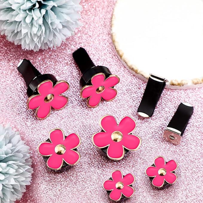 Frienda 6 Pcs Daisy Flower Air Vent Clip Accessories Air Conditioning Outlet Clip Car Air Freshener Dashboard Accessories Charm Car Inter Decor(2.5 cm, 3 cm, 3.3 cm,Red)