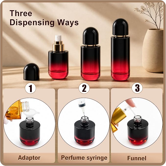 Glass Perfume Bottle Empty Refillable Cologne Sprayer with Upgraded Fine Mist Atomizer, Perfume Spray Container with 3 Easy-Fill Transfer Tools for Fragrance Essential Oils (1, ounces)