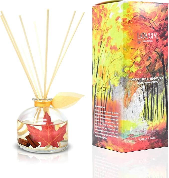 Reed Diffuser Set, Sugar & Spice Scented Oil Diffuser with Sticks, Home Fragrance Accessories for Bathroom Shelf Decor, Aroma Diffusers for Home or Office Fall Decor, USA Made