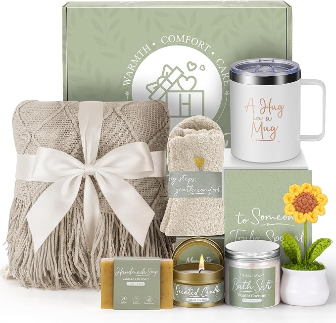 Get Well Gifts for Women After Surgery, Sending Sunshine Relaxing Gift Baskets for Mom Women Her Best Friend Wife Daughter Birthday Gifts Self Care Kit, Get Well Soon Spa Basket Care Package
