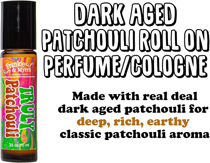 Truly Patchouli Roll On | Dark Aged Patchouli Essential Oil Roll On Perfume/Cologne | Earthy, Musky Aromatherapy for Relaxing Stimulation and Energy