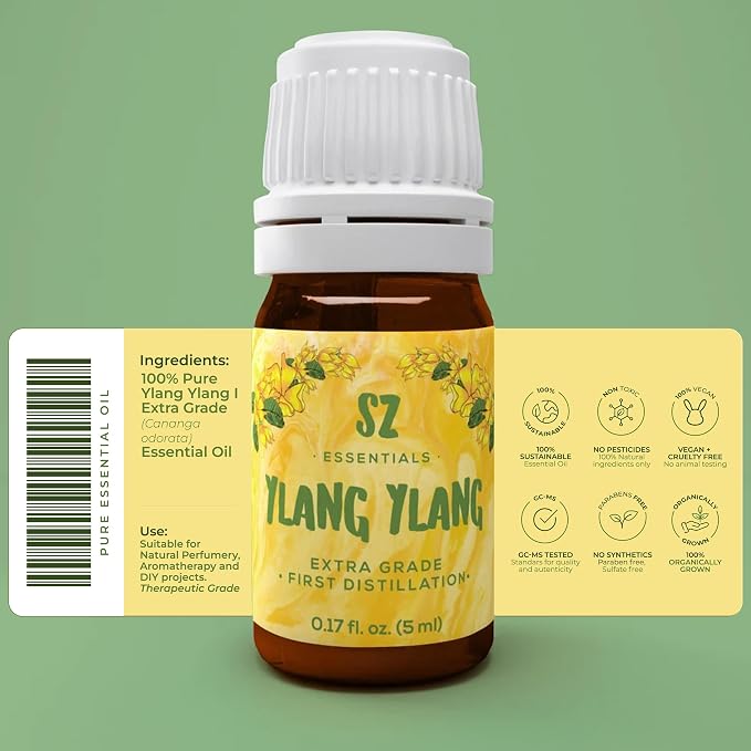 Ylang Ylang Essential Oil - First Distillation Only - Extra Grade - The Real Deal - 100% Pure and Natural - Undiluted - 5ml