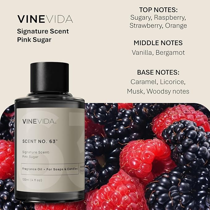 VINEVIDA [4oz] Pink Sugar Fragrance Oil for Candle Making and Soap Making - Premium Candle Scents for Soy Candles