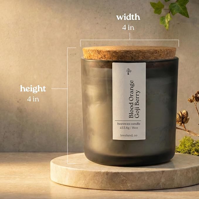 Aspen & Oak Luxury Beeswax Candle 16oz - Long Burning Pure Beeswax Candles, Non Toxic, Natural, Clean, Essential Oil Scented Organic Candles, Home Decor & Gifts - Blood Orange Goji Berry